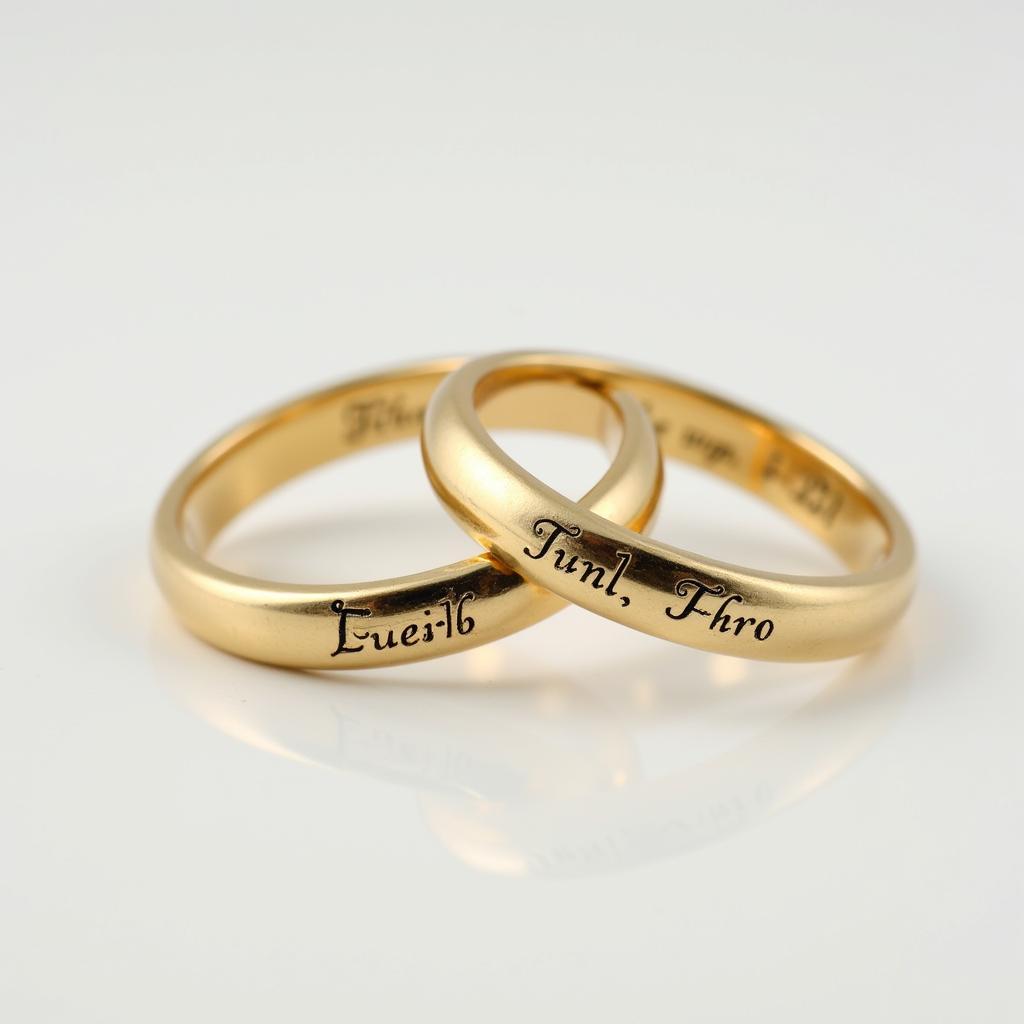 Nhẫn Cưới Vàng 18K Khắc Tên Đơn Giản Tinh Tế