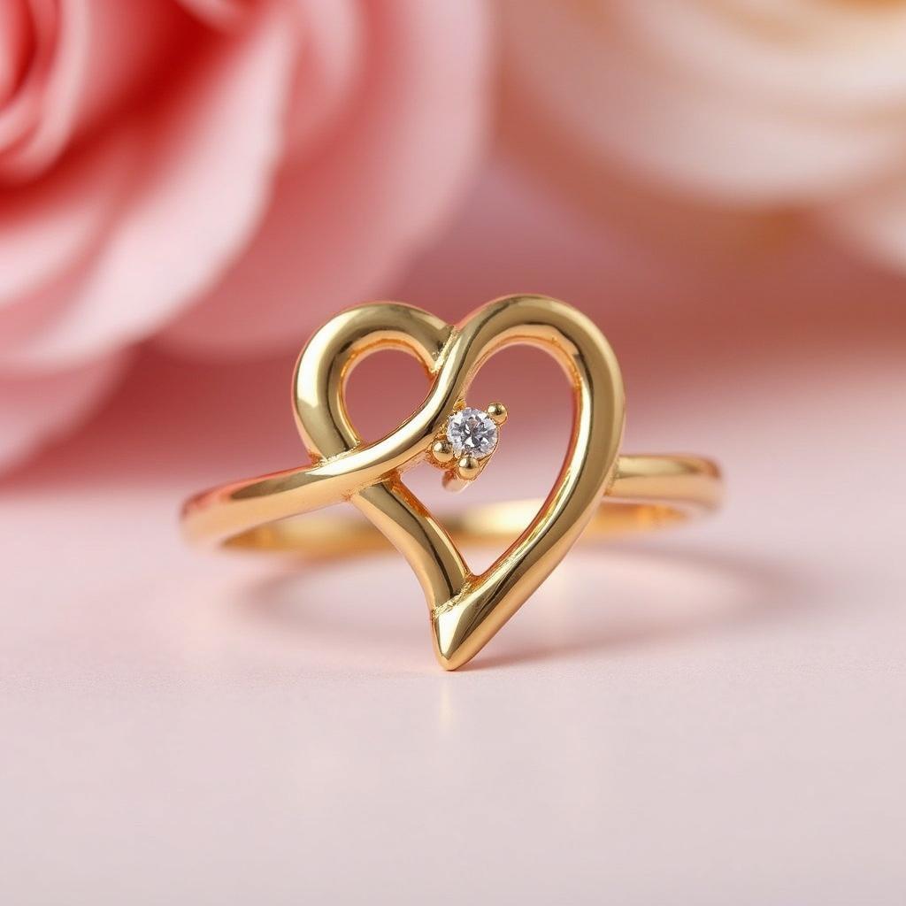 Nhan vang 18k hinh trai tim dinh da lap lanh the hien tinh yeu