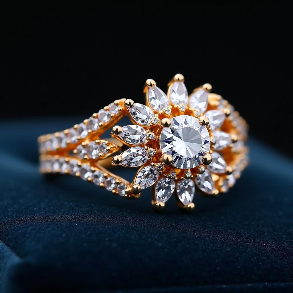 Nhẫn vàng 18k nữ đính đá CZ lấp lánh, thiết kế tinh xảo, món quà sinh nhật hoàn hảo.