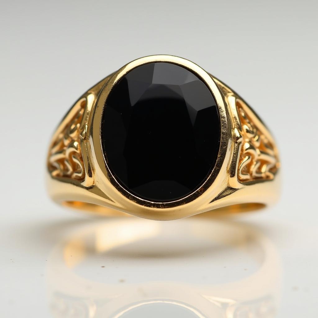 Nhẫn vàng tây nam mặt đá Onyx thiết kế mạnh mẽ và lịch lãm